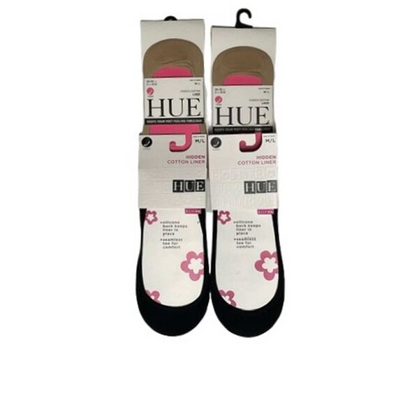 Hue Womens Hidden Cotton Liners Pack of Four (4) M/L - Picture 2 of 3